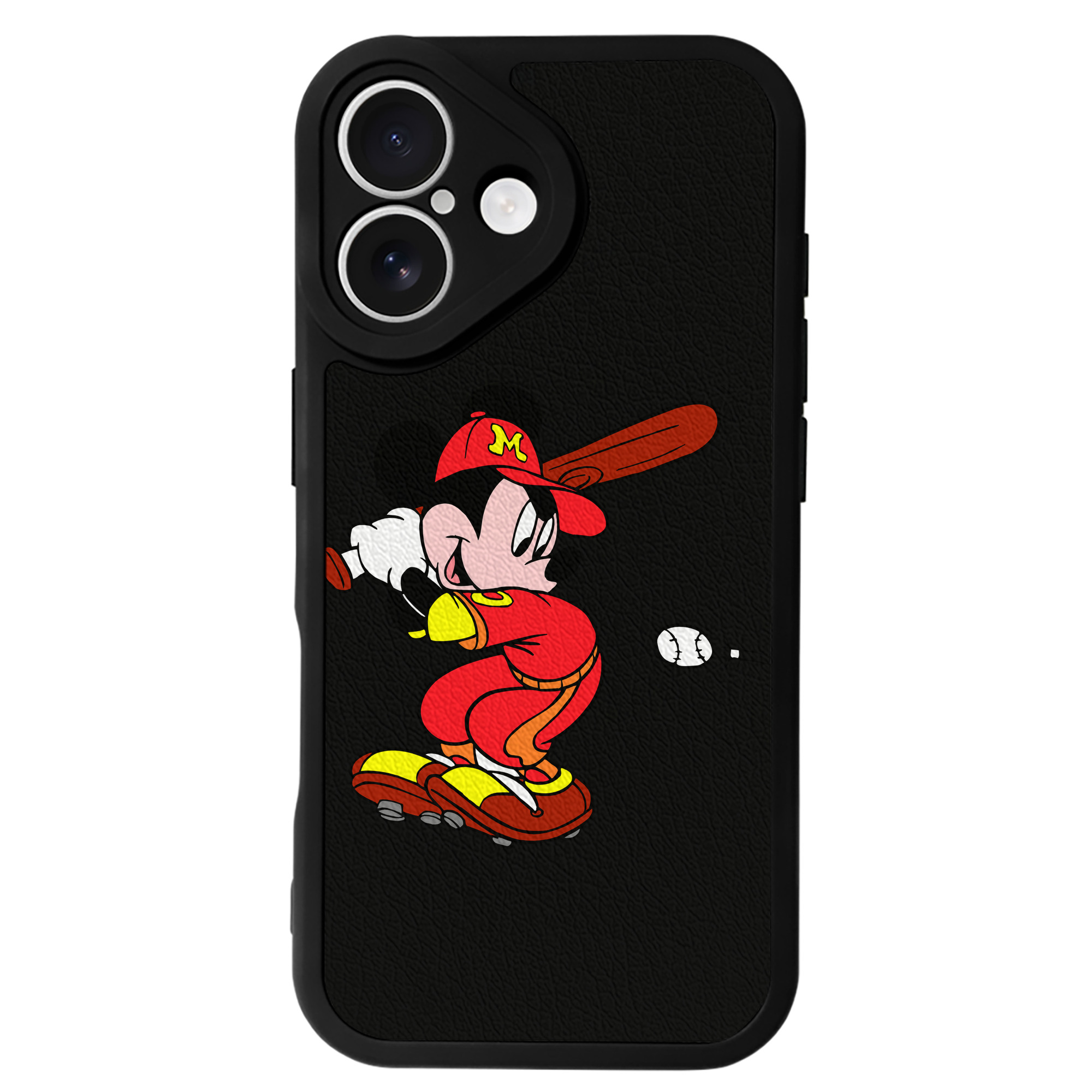 （画像用） ミッキーマウス Mickey Mouse 【iPhone 16シリーズ対応】シリコンスマホケース（レザー調） 材質：シリコン